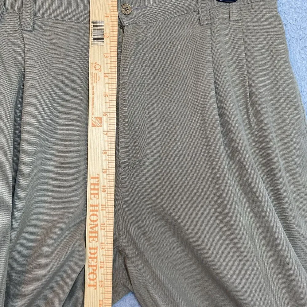 Tommy Bahama Mens 100% Silk Brown Pleated Relaxed Pants 36x29